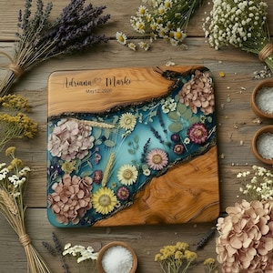 Personalized Glass Charcuterie Board Resin Wood Look Cutting Board Unique Wedding Gift Bridal Shower Gift Engagement Gift Anniversary Gift image 20