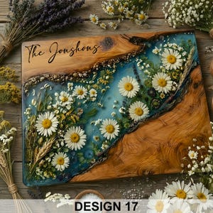 Personalized Glass Charcuterie Board Resin Wood Look Cutting Board Unique Wedding Gift Bridal Shower Gift Engagement Gift Anniversary Gift Design #17