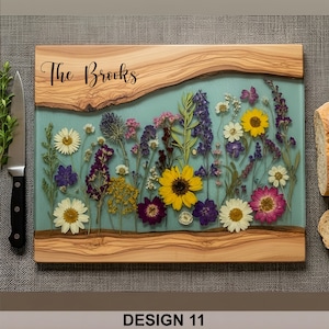 Personalized Glass Charcuterie Board Resin Wood Look Cutting Board Unique Wedding Gift Bridal Shower Gift Engagement Gift Anniversary Gift Design #11
