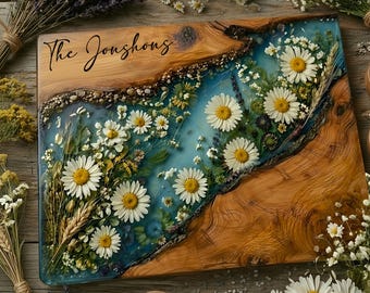 Personalized Glass Charcuterie Board Resin Wood Look Cutting Board Unique Wedding Gift Bridal Shower Gift Engagement Gift Anniversary Gift