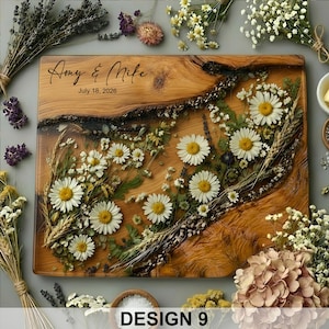 Personalized Glass Charcuterie Board Resin Wood Look Cutting Board Unique Wedding Gift Bridal Shower Gift Engagement Gift Anniversary Gift Design #9
