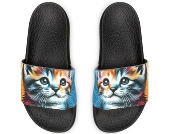 Youth PU Slide Sandals - Crayon Kitten