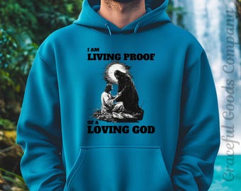 Faith Hoodie for men, Jesus Saves Sweatshirt, Christian Sweater, Men's Bible Verse Gifts Man of God T-Shirt Cross Gift for Dad Inspirational