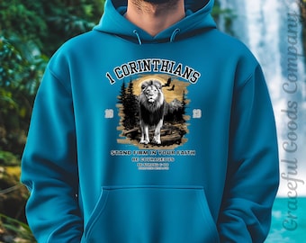 Faith Hoodie for men, Jesus Saves Sweatshirt, Christian Sweater, Men's Bible Verse Gifts Man of God T-Shirt Cross Gift for Dad Inspirational