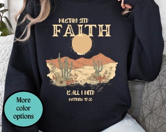Sudadera cristiana bohemia, vaquera occidental, suéter cristiano, cuello redondo de Jesús, regalo para ella, fe, país, amante de Jesús, versículo bíblico, adoración