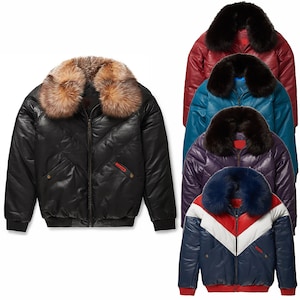 Original Goose Country Men's V-BOMBER FOX FUR Leather Jacket