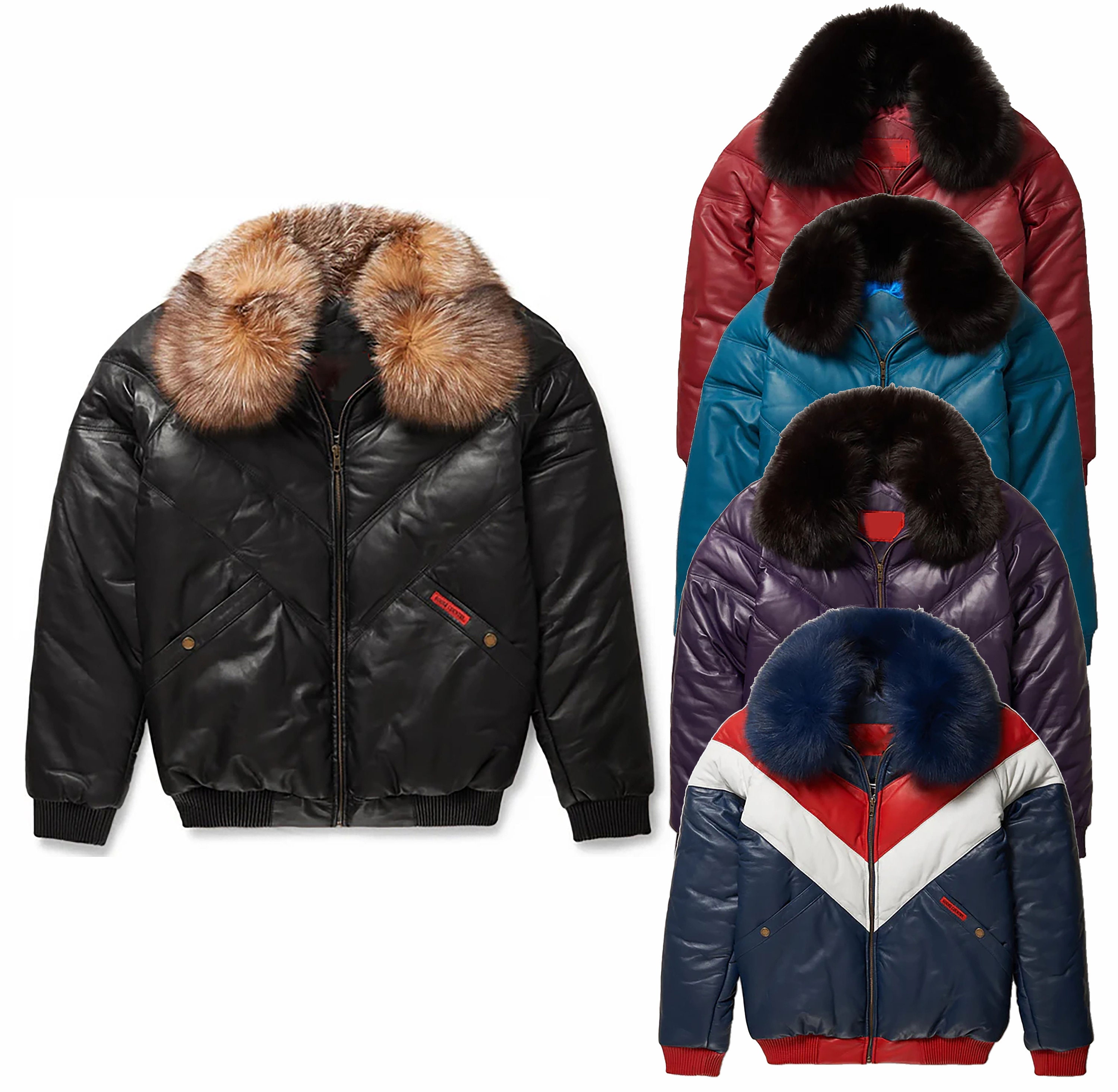 Original Goose Country Men's V-BOMBER FOX FUR Leather Jacket Original Goose Country Men's V-BOMBER FOX FUR Leather Jacket