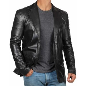 Blazer en cuir pour hommes, veste douce/Blazer en cuir d'agneau véritable pour hommes, veste douce à deux boutons/Blazer en cuir de qualité supérieure, manteau/
