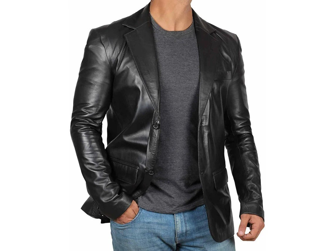 Mens Leather Blazer Etsy Ireland