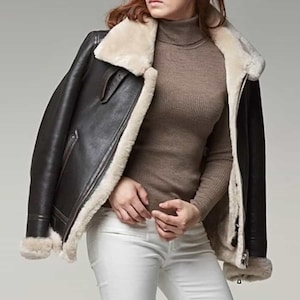 Veste en cuir de fourrure faite main pour femmes/veste en cuir d'agneau souple marron/vêtements décontractés pour femmes veste en cuir véritable/cadeau de Noël pour femme/