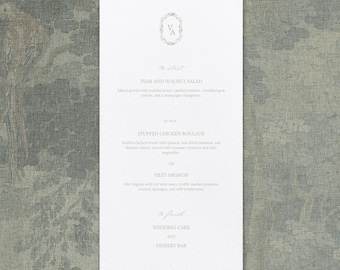 Modello di menu per matrimonio con ortensia verde salvia / Menu per matrimonio con giardino Canva modificabile / Menu per cena di matrimonio elegante e stampabile / Download digitale