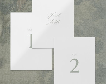 Numeri da tavolo per matrimonio con ortensia verde salvia / Modello Canva / Segnali da tavolo per matrimonio in giardino / Numeri da tavolo floreali stampabili / Download digitale