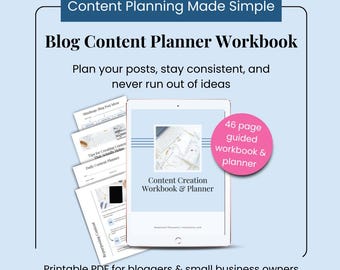 Blog Content Planner Workbook | Printable Blogging Planner PDF | Content Strategy Workbook for Bloggers & Small Business Owners