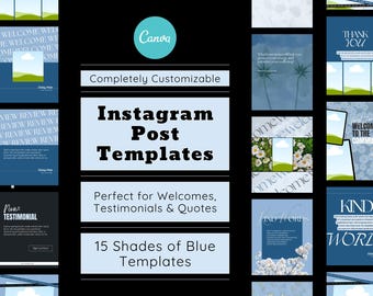 Soft Blue Instagram Carousel Templates – Canva Testimonials, Coaches