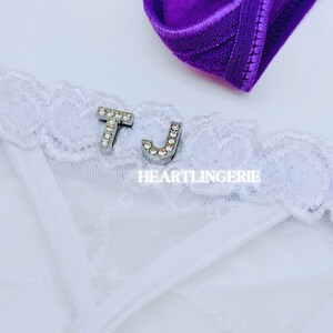 Custom Thong, handgefertigter/ personalisierter Tanga, Letter Thong, Personalisierbarer String Tanga, Namen Tanga mit Glitzerbuchstaben Weiß