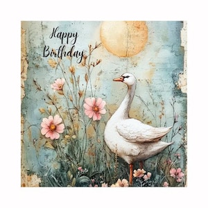 Bundled Duck Themed Birthday Note Cards Grp 3- Whimsical & Fun. 4.3"W x 5.3"H, (4 cards) Printable Download