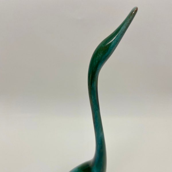 Vintage Blue Mountain Pottery Egret Heron Crane Green Drip Glaze Made in Canada Figure.