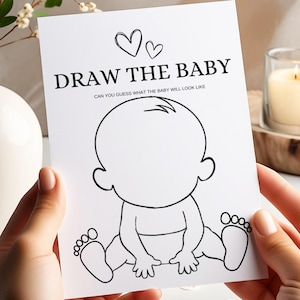 Draw The Baby Minimalistisch babyshowerspel Draw babyspel Babyshower activiteit afdrukbare kaarten Instant Download afdrukbaar Oh Baby-spel | Y6