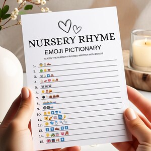 Nursery Rhymes Quiz Minimalist Baby Shower Activity Nursery Rhymes Emoji Game Baby Shower Nursery Rhymes Game Printable Instant Download |Y6