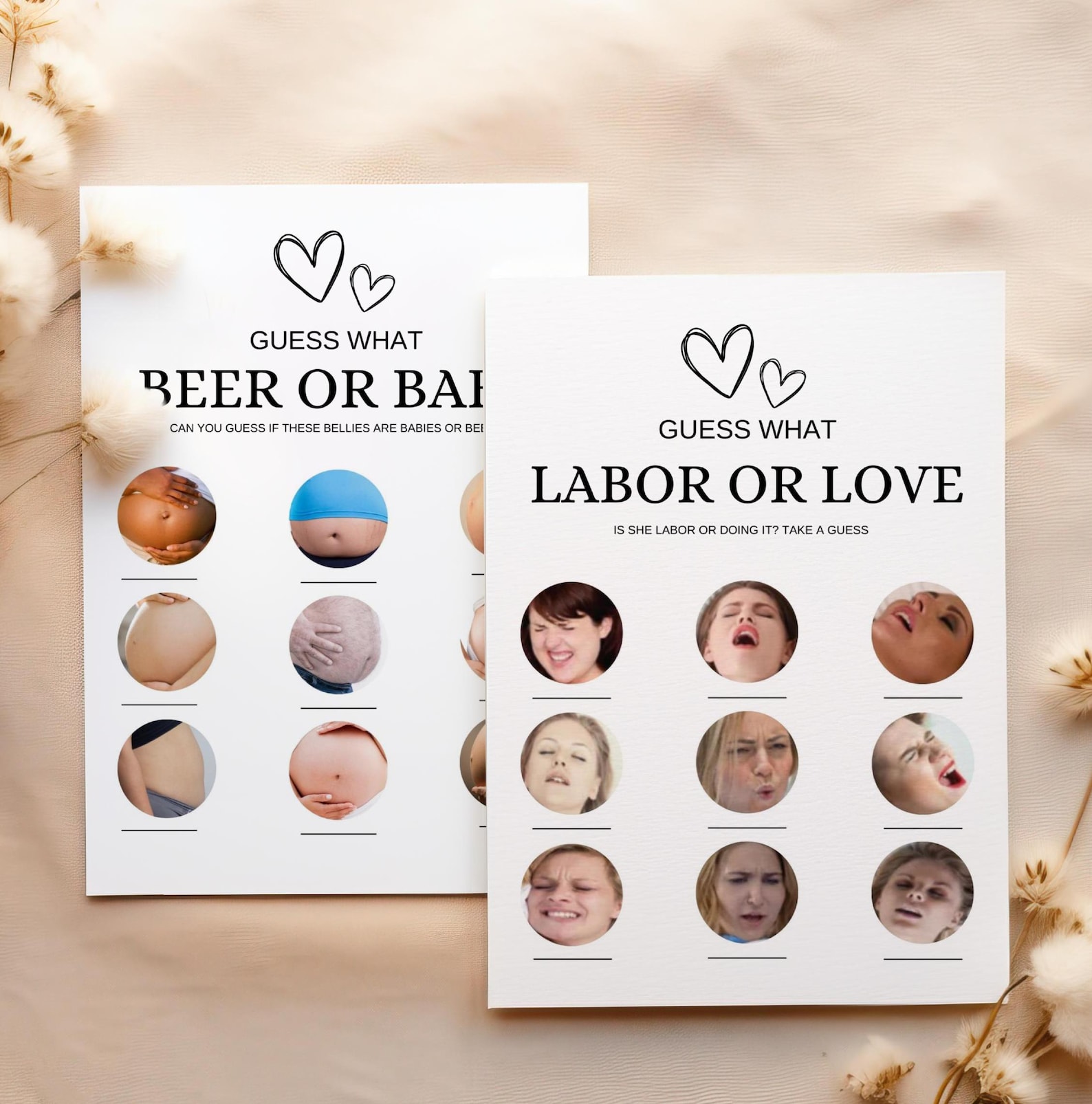 30 Fun Baby Shower Game Cards – Guess The Baby Butt, Boob Or Baby? Game For Gender Reveal Parties - View #3