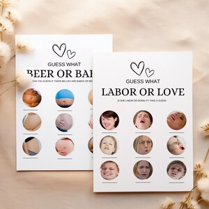 Guessing Baby Game Minimalist Funny Baby Shower Game Bundle Guessing Game Baby Bump Game Love Game Instant Download Funny Shower Game Y6