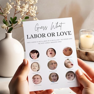 Labour or Love grappig babyshowerspel Minimalistische grappige babyshoweractiviteit dit of dat spel Trivia-spel Minimalistisch spel Funny Baby Game Z1
