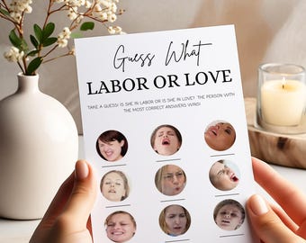 Labor or Love Funny Baby Shower Game Minimalist Funny Baby Shower Activity This or That Game Trivia Game Minimalist Game Funny Baby Game Z1