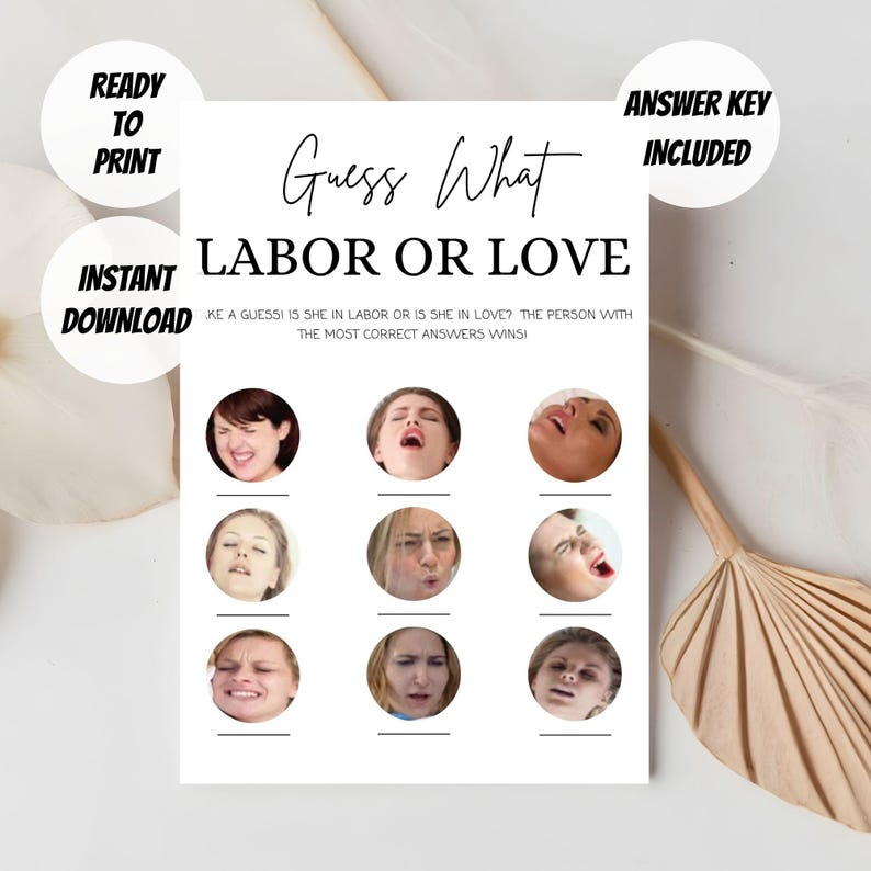 Labor or Love Funny Baby Shower Game Minimalist Funny Baby Shower ...