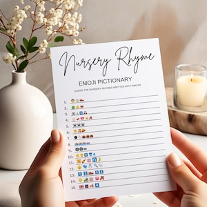 Jeu d'emoji comptines baby shower Emoji jeu de pictionary comptine quiz activité baby shower minimaliste téléchargement immédiat N3