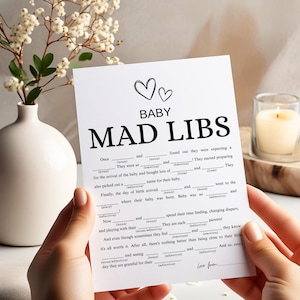 Mad Libs Game Giochi minimalisti per baby shower Oh Baby Mad Libs Story Baby Mad Libs Card Attività per baby shower Download immediato Gioco stampabile Y6