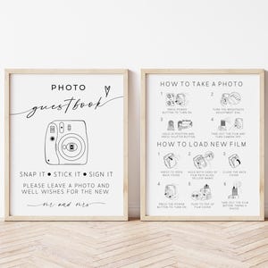 Placa para livro de visitas de casamento com Polaroid Instax Mini 9 | Como tirar fotos, carregar um novo filme, placa para livro de visitas, baixar placa para foto de recepção editável