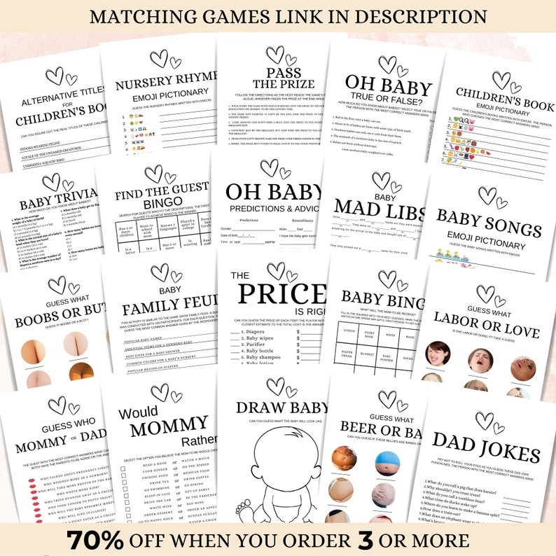 30 Fun Baby Shower Game Cards – Guess The Baby Butt, Boob Or Baby? Game For Gender Reveal Parties - View #8
