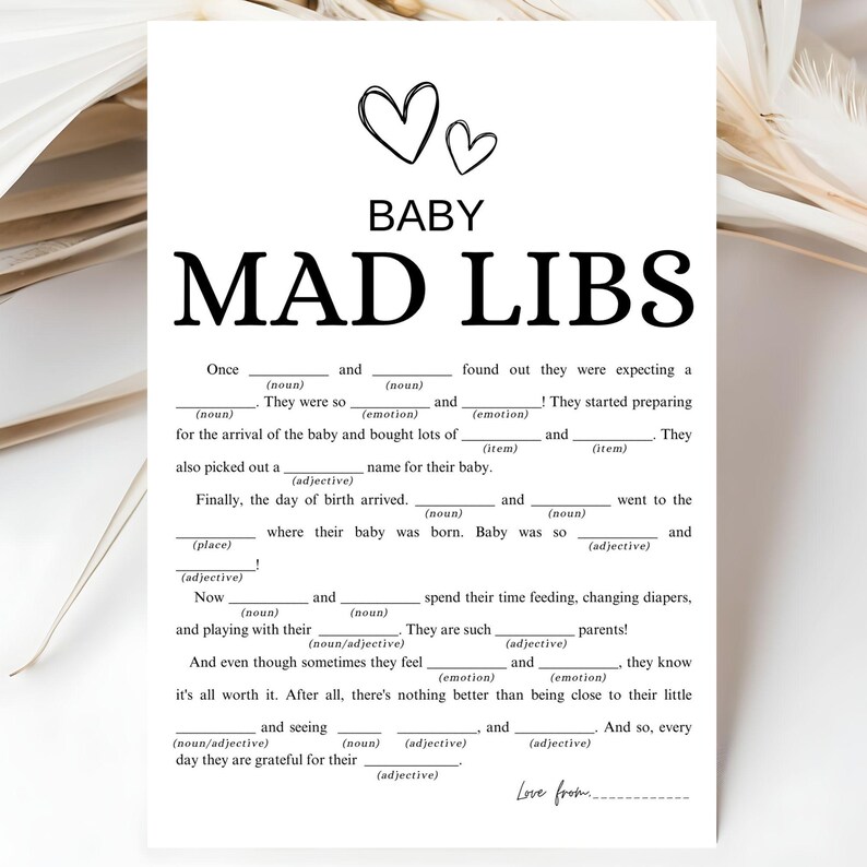 Mad Libs Game Minimalist Baby Shower Games Oh Baby Mad Libs Story Baby ...