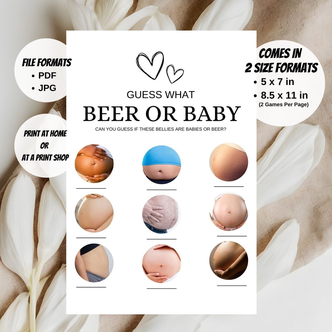 30 Fun Baby Shower Game Cards – Guess The Baby Butt, Boob Or Baby? Game For Gender Reveal Parties - View #2