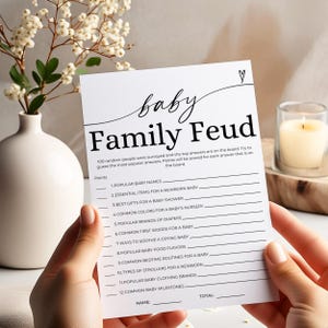 Minimalist Family Feud Game Fun Baby Shower Game Printable Baby Feud Game Gender Neutral Editable Template Parents to be Instant Download Y7