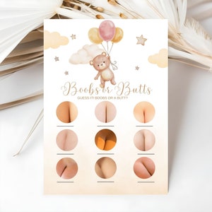 Funny Baby Shower Game We Can Bearly Wait Brown Bear Balloon Game Brown Boho Balloon Game Modern Baby Showe Gender Neutral Funny Games G3