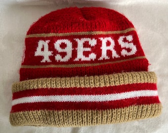 Vintage 80s San Fransisco 49ers Hat | winter beanie skull cap, knit warm hat, one size NFL