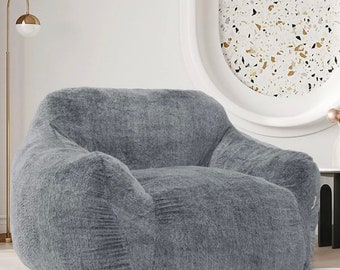 Confort douillet : pouf poire immaculé imitation vison pour une détente ultime