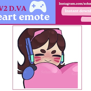 D.va Overwatch Heart emote || Twitch/ YouTube/ Discord || Emote || Streamers || Cute Chibi Emotes