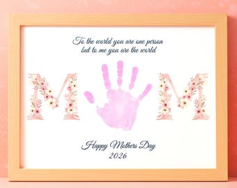 First Mothers Day Handprint Art: Floral MOM Poem Keepsake