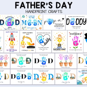 Vatertags-Handabdruck-Vorlagen-Bundle, Papa-Handabdruck-Handwerkskunst, Vatertagsaktivität für Kinder, Handabdruck-Handwerksgeschenk für Vater