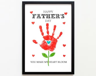 Father's Day Handprint Art: Bloom Keepsake Gift (PDF, PNG, JPG)