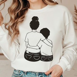 Mãe e filho SVG PNG presente de dia das mães silhueta de menino e mãe arquivo de corte Cricut Craft Mommy Me download digital arte vetorial