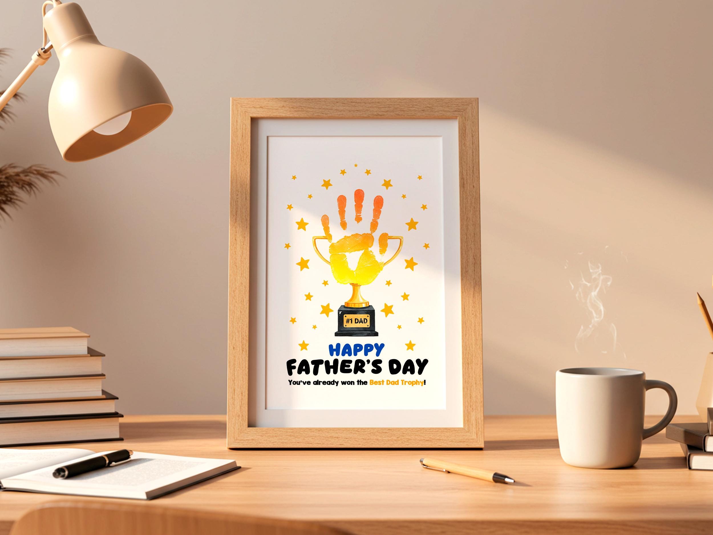 Father's Day Handprint Craft: #1 Dad Trophy Keepsake (PDF/PNG/JPG ...