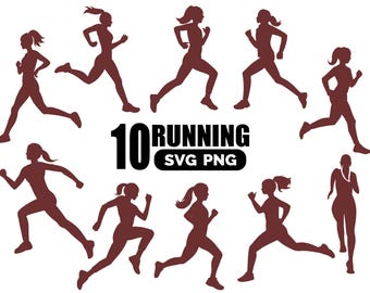 Running Woman Silhouette Clipart: Fitness & Marathon Designs (Digital Download)