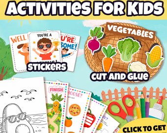 Kids Vegetable Activity Book Fun PDF – Instant Download, Printable Veggie Puzzles & Learning Games