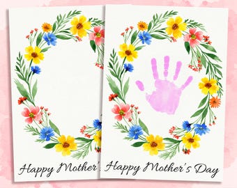 First Mother's Day Handprint Art: Floral Wreath Keepsake (PDF)