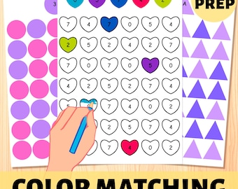 Color Matching Printable Preschool Worksheets Vowels Numbers 0-9 Bundle No Prep Fine Motor Activities Kindergarten Homeschool