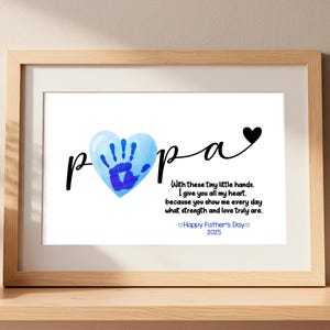 Arte com impressão de mão do Papa, presente para o Dia dos Pais 2025, poema do meu pai, presente para o papai, presente sentimental do papai para crianças pequenas e bebês