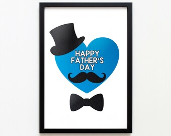 Dapper Father's Day Card: Top Hat, Mustache, Bowtie (Digital Download)